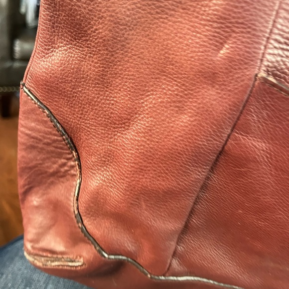 Vintage Burgundy Genuine Leather Gold Toned Hardware Satchel Handbag - Picture 3 of 12